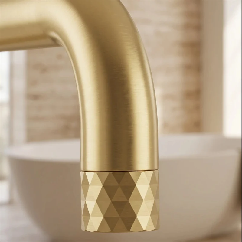 Freistehende Badewannenarmatur Lungo Diamond – Gold Matt