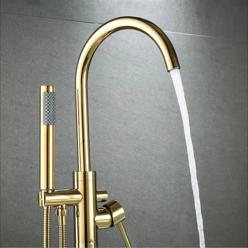 Freistehende Wannenarmatur Lungo – Gold
