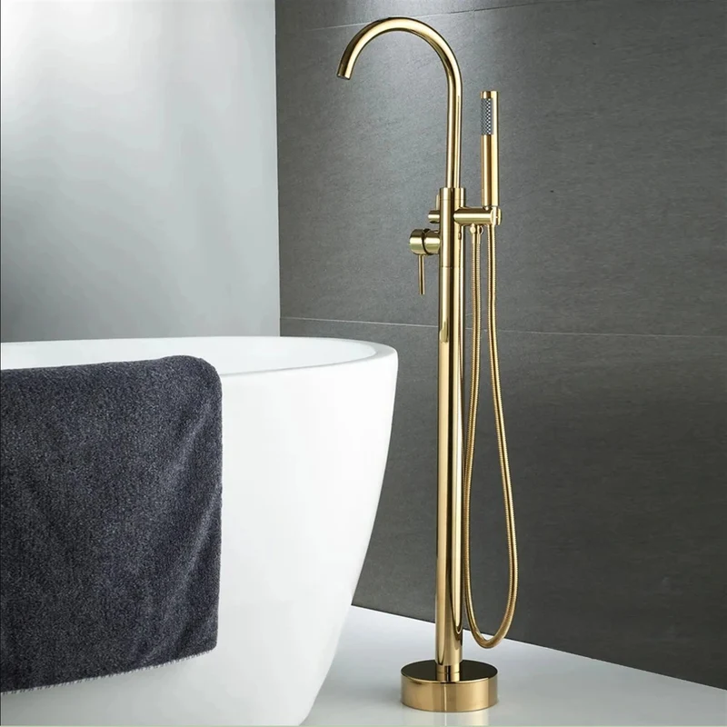 Freistehende Wannenarmatur Lungo – Gold