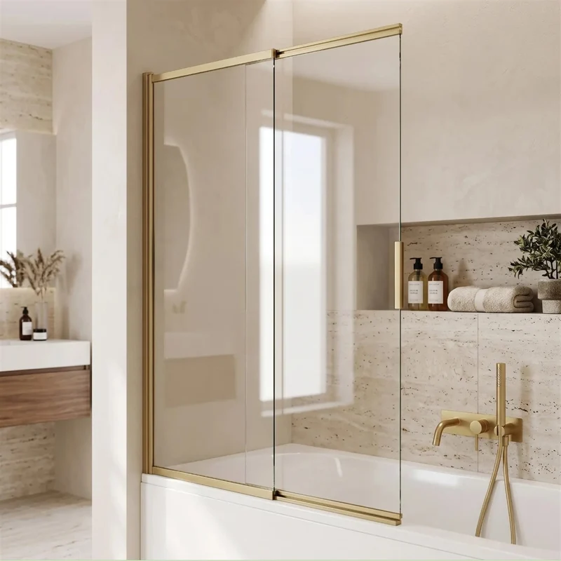 Duschwand Schiebetür Dario – Gold Matt 98,7 × 140 cm