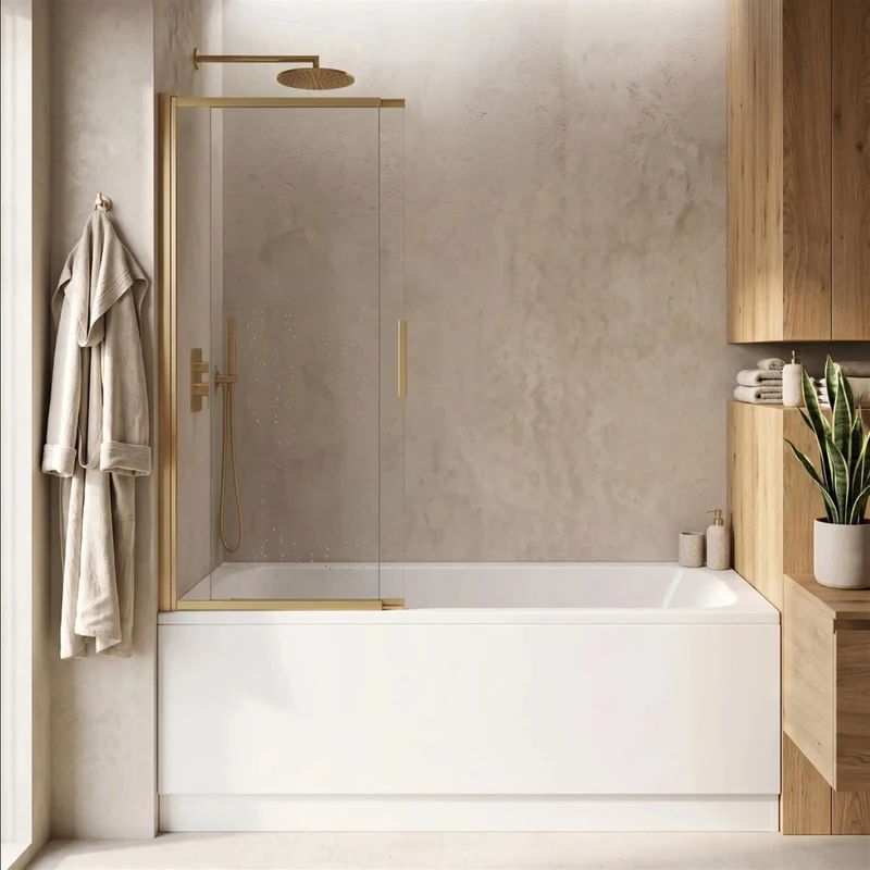 Duschwand Schiebetür Dario – Gold Matt 120 × 140 cm