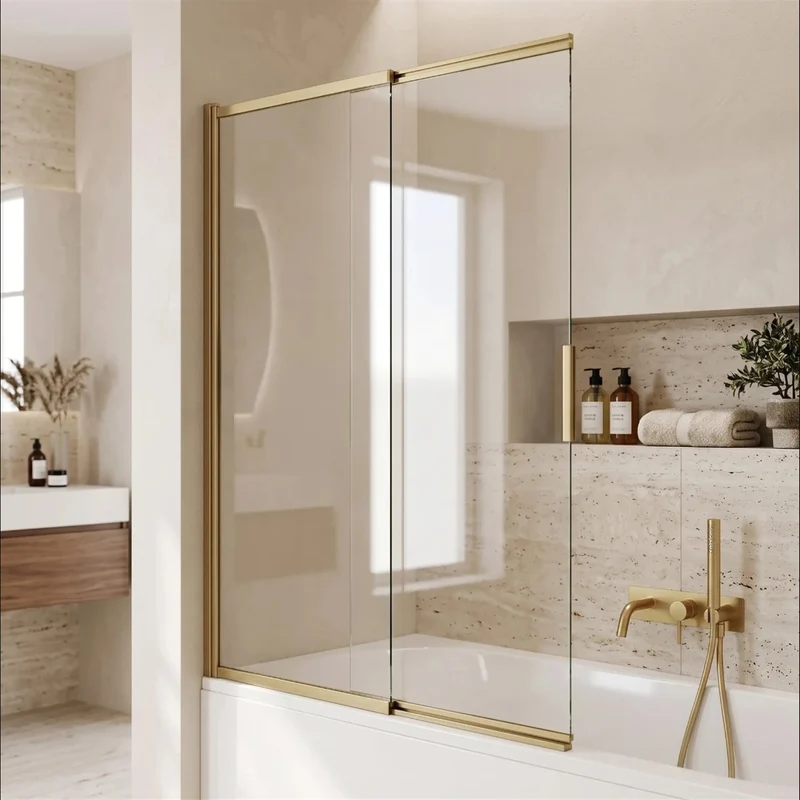 Duschwand Schiebetür Dario – Gold Matt 120 × 140 cm