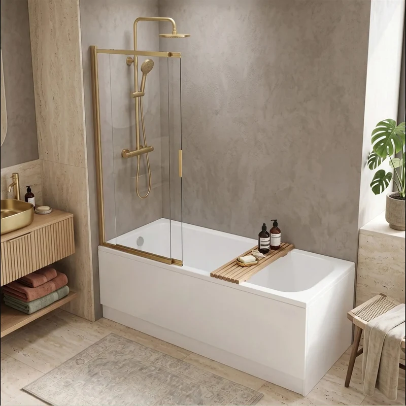 Duschwand Schiebetür Dario – Gold Matt 120 × 140 cm
