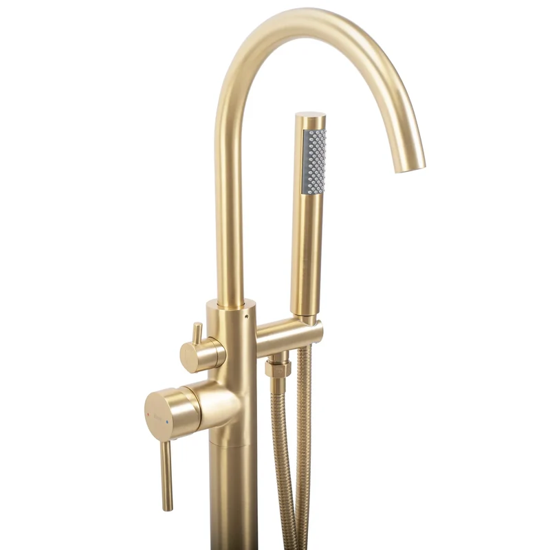 Freistehende Badewannenarmatur Lungo Gold Matt