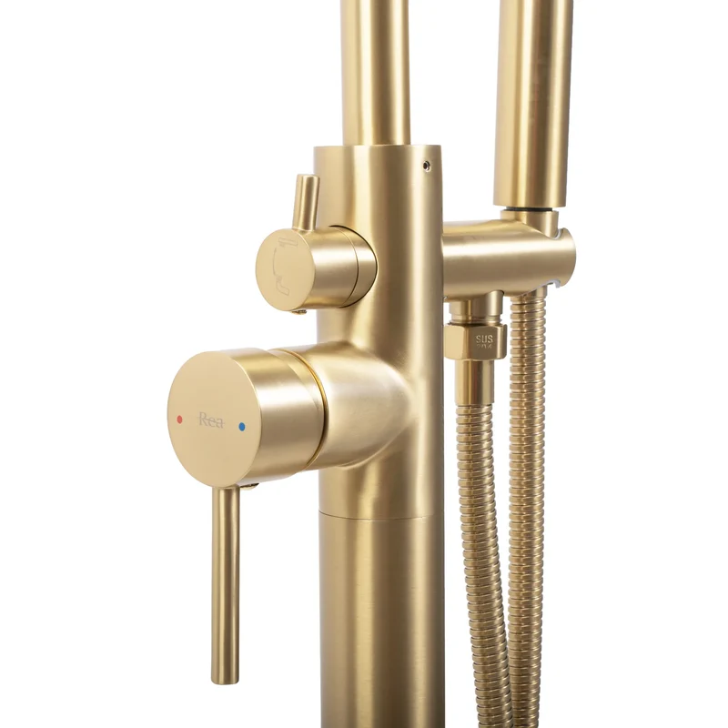 Freistehende Badewannenarmatur Lungo Gold Matt