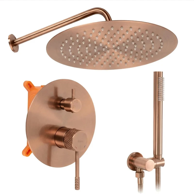 Unterputz-Duschset Lungo Diamond – Kupfer Matt