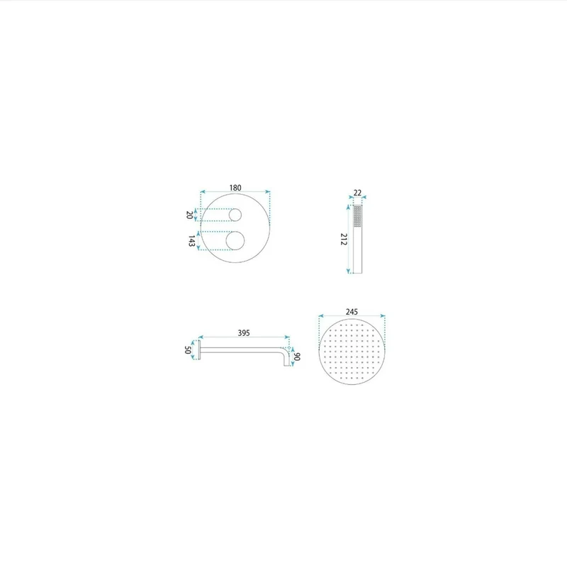 Unterputz-Duschset Lungo Diamond – Kupfer Matt