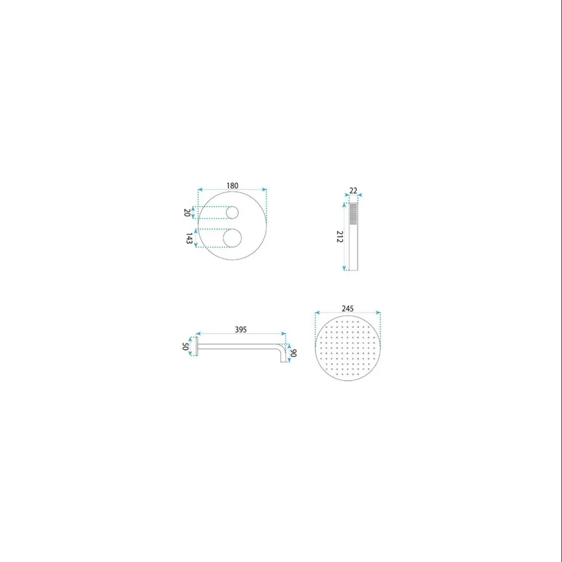 Unterputz-Duschset Lungo Diamond – Kupfer Matt
