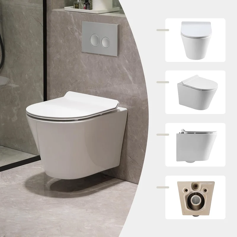 HOROW UG08R Wand-WC aus Keramik mit Soft-Close-Sitz & Nano-Beschichtung