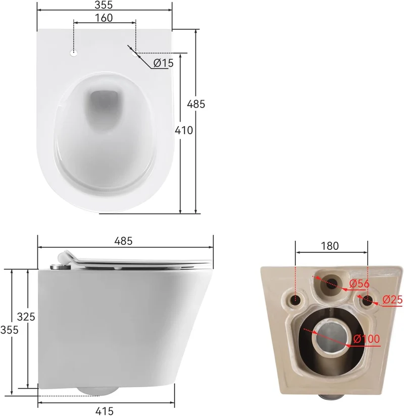 HOROW UG08R Wand-WC aus Keramik mit Soft-Close-Sitz & Nano-Beschichtung