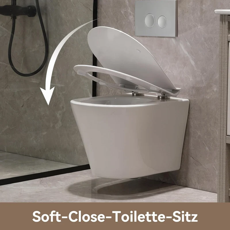 HOROW UG08R Wand-WC aus Keramik mit Soft-Close-Sitz & Nano-Beschichtung