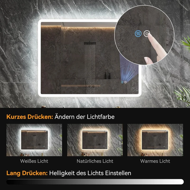 HOROW M5070S LED Badspiegel mit Beleuchtung