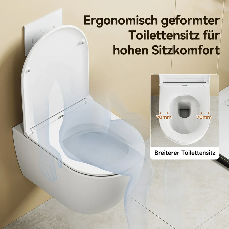 HOROW UG18R Spülrandloses Wand-WC aus Keramik mit Soft