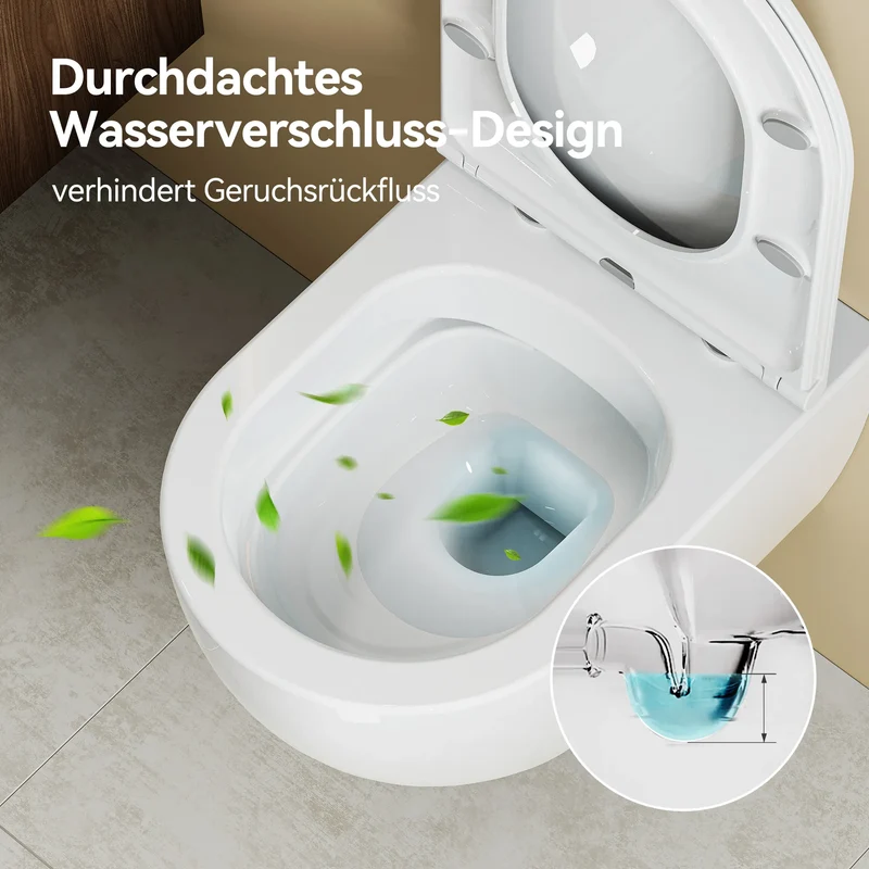 HOROW UG18R Spülrandloses Wand-WC aus Keramik mit Soft