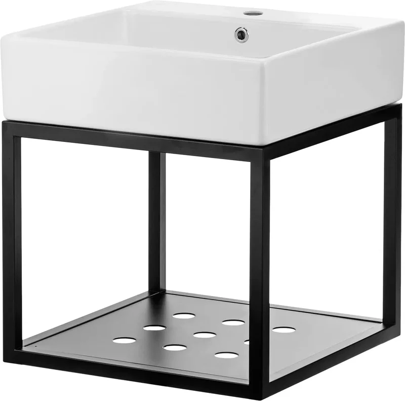 DEANTE Temisto Hängende Badkonsole mit Waschbecken - 60 x 50 cm // Weiß, Nero // CDTW6U6S