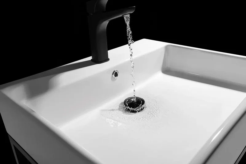 DEANTE Temisto Hängende Badkonsole mit Waschbecken - 60 x 50 cm // Weiß, Nero // CDTW6U6S