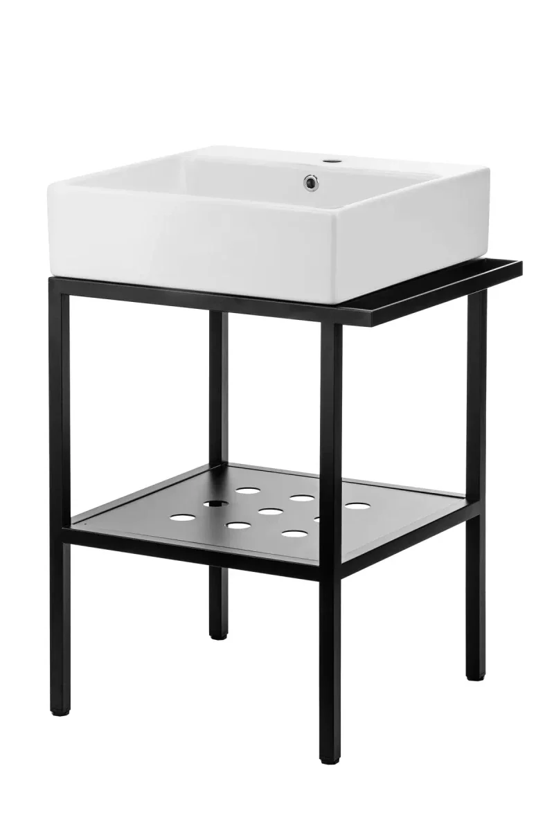 DEANTE Temisto Freistehende Badkonsole mit Waschbecken - 56.5 x 40 cm // Weiß, Nero // CDTS6U4S