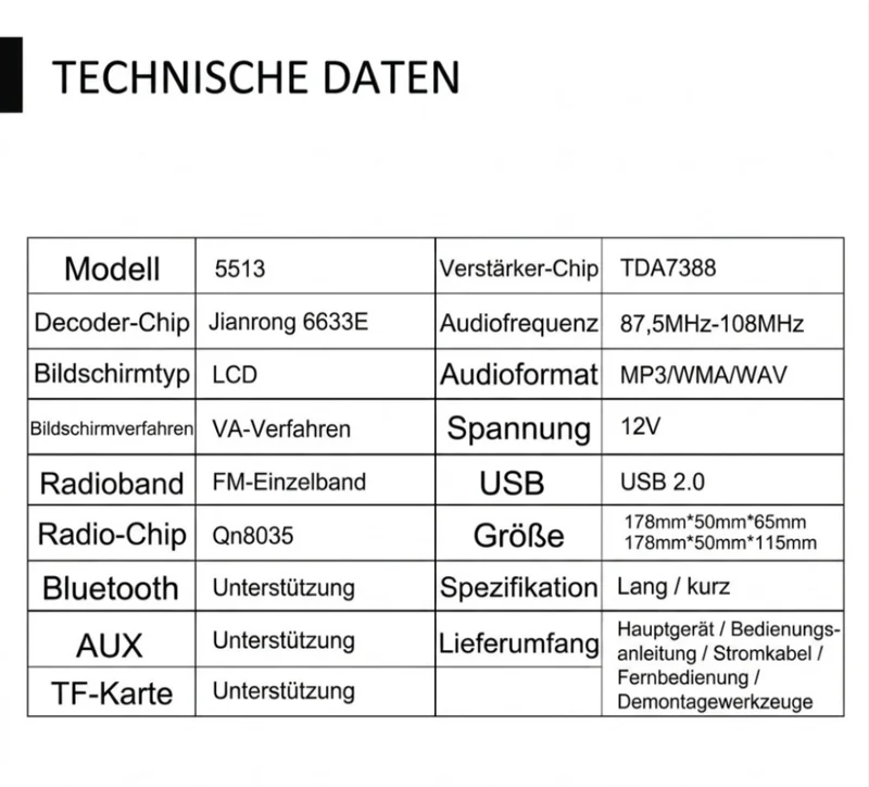 Autoradio Bluetooth Freisprechen Yountimer Oldtimer US Cars DIN 01