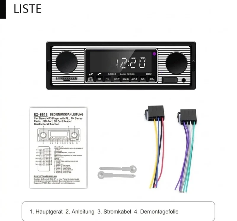 Autoradio Bluetooth Freisprechen Yountimer Oldtimer US Cars DIN 01