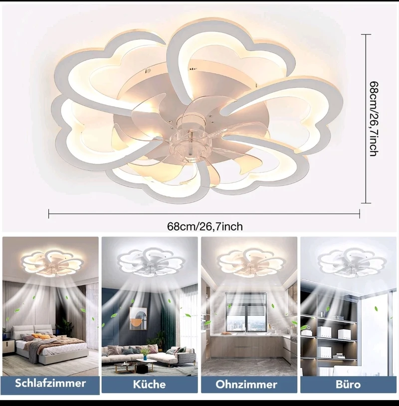 Deckenventilator LED Deckenlampe Ventilator Modern Dimmbar