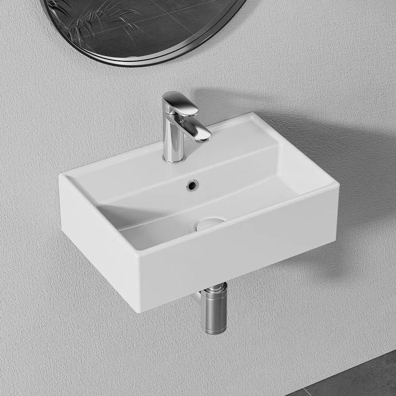 HOROW Waschbecken F10-S4531 Weiß mit Hahnloch & Überlauf,45 cm