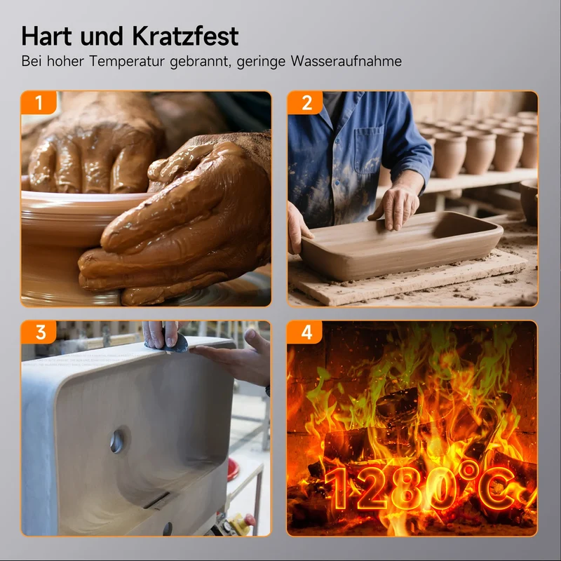 HOROW Waschbecken F10-S4531 Weiß mit Hahnloch & Überlauf,45 cm
