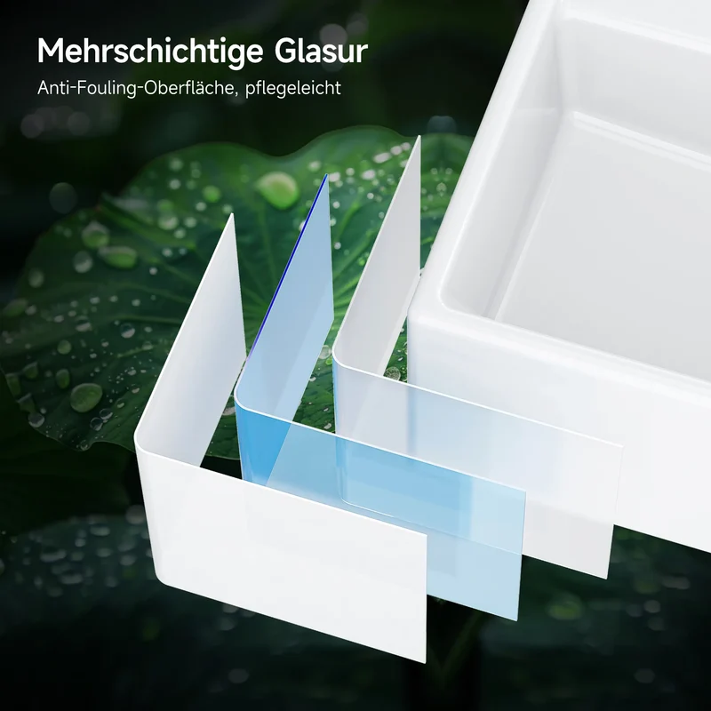 HOROW Waschbecken F10-S4531 Weiß mit Hahnloch & Überlauf,45 cm