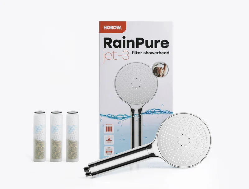 HOROW HS01 Rainpure Duschkopf mit Filter – 3 Strahlarten, 3 Kartuschen