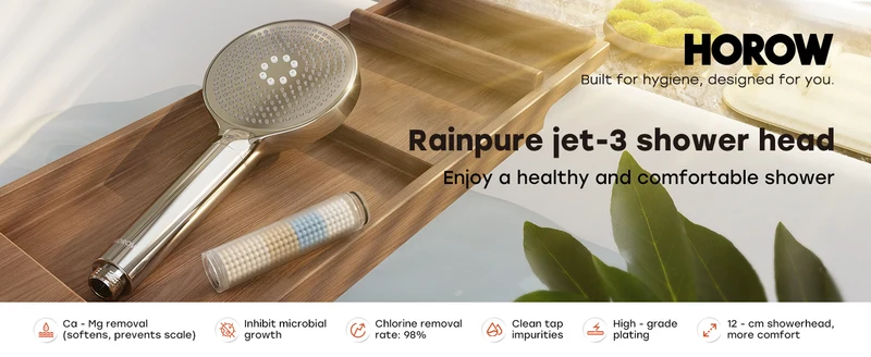 HOROW HS01 Rainpure Duschkopf mit Filter – 3 Strahlarten, 3 Kartuschen