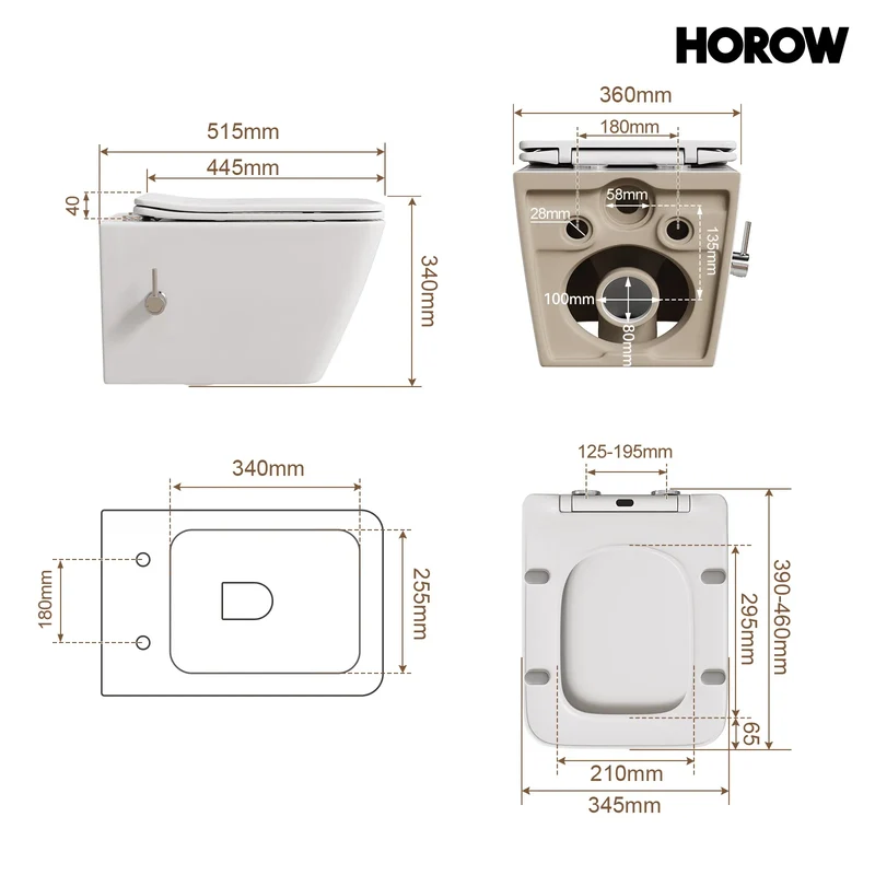 HOROW HB-L02U Wand Dusch-WC spülrandlos