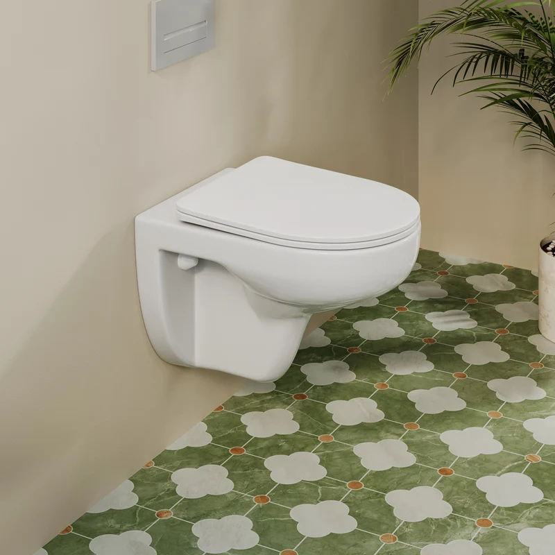 HOROW UG15R Wand-WC, spülrandlose Toilette aus Keramik, 52,5 × 36 × 36,5 cm