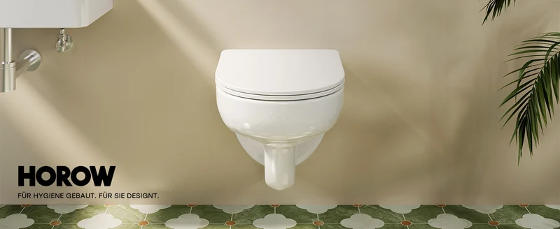 HOROW UG15R Wand-WC, spülrandlose Toilette aus Keramik, 52,5 × 36 × 36,5 cm