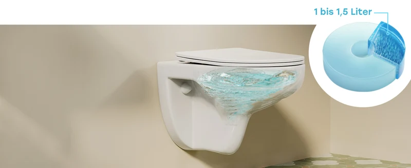 HOROW UG15R Wand-WC, spülrandlose Toilette aus Keramik, 52,5 × 36 × 36,5 cm
