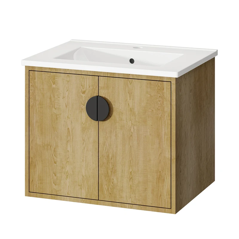 HOROW Y60-H2 Waschbecken und Unterschrank 60cm Badmöbel Set