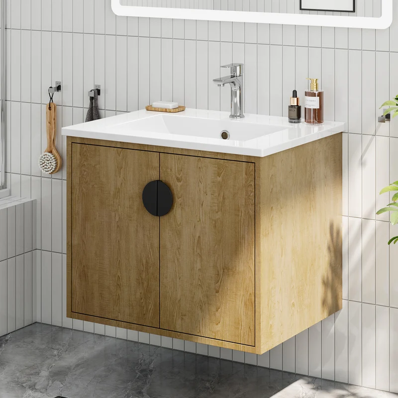 HOROW Y60-H2 Waschbecken und Unterschrank 60cm Badmöbel Set