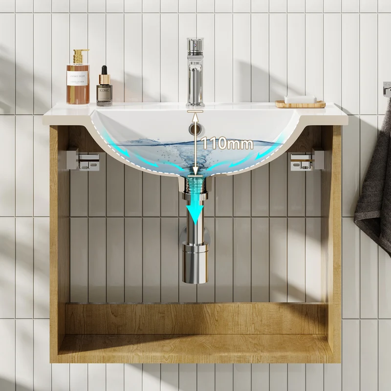 HOROW Y60-H2 Waschbecken und Unterschrank 60cm Badmöbel Set