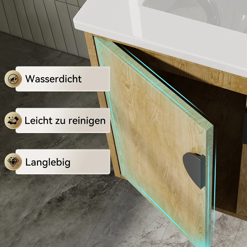 HOROW Y60-H2 Waschbecken und Unterschrank 60cm Badmöbel Set