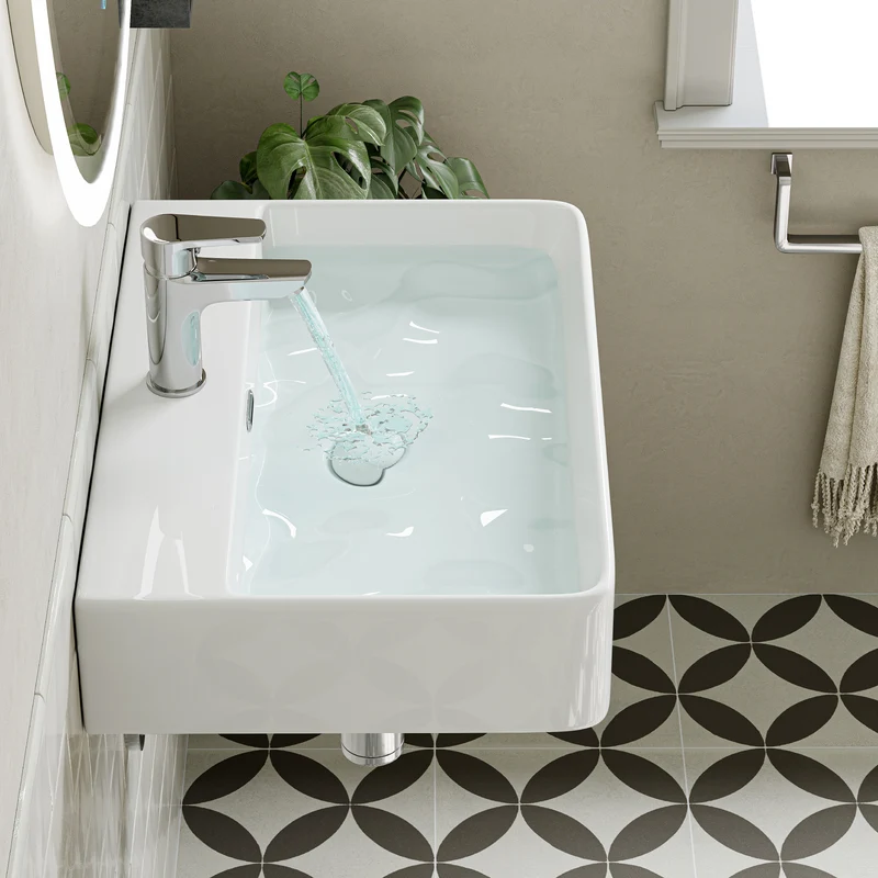 HOROW F10A-S6042 Waschbecken 60 cm mit Hahnloch & Überlauf