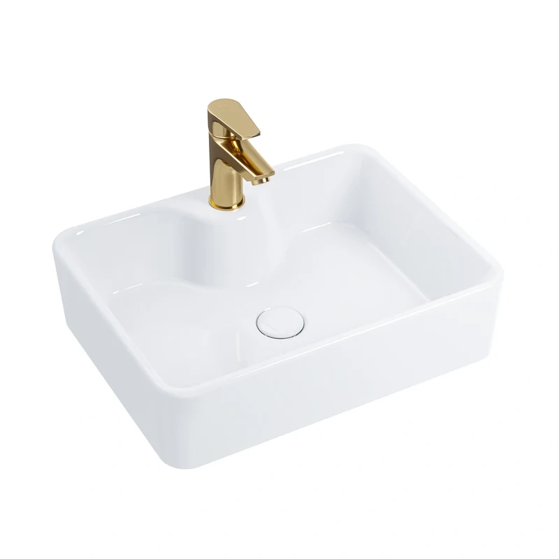 HOROW F10A-S4837 Aufsatzwaschbecken Rechteckig 48x37x13 cm