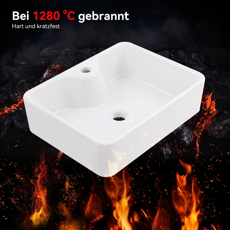 HOROW F10A-S4837 Aufsatzwaschbecken Rechteckig 48x37x13 cm