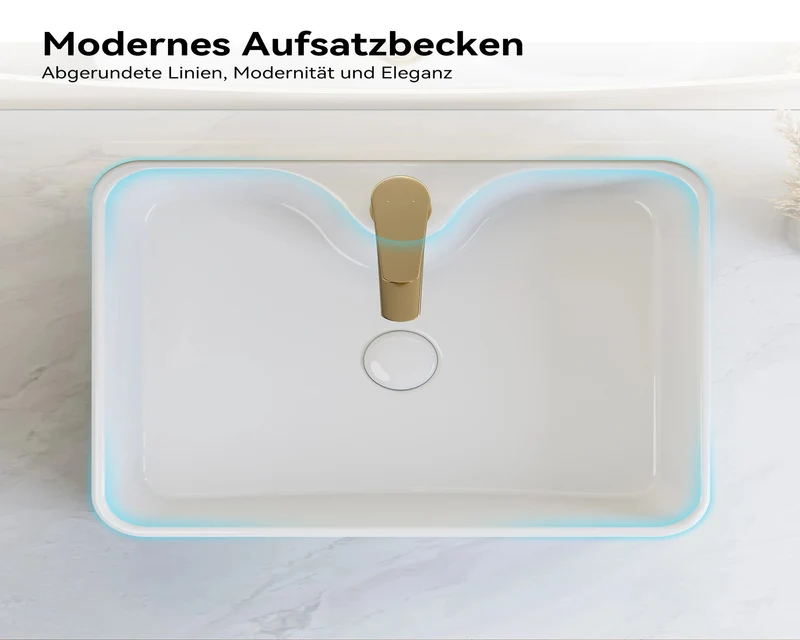 HOROW F10A-S4837 Aufsatzwaschbecken Rechteckig 48x37x13 cm