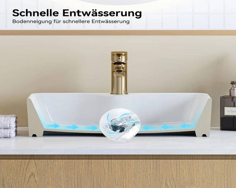 HOROW F10A-S4837 Aufsatzwaschbecken Rechteckig 48x37x13 cm