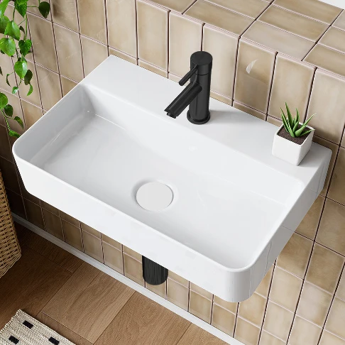 HOROW F08R-S4631W Rechteckiges Keramik Waschbecken 46×30 cm