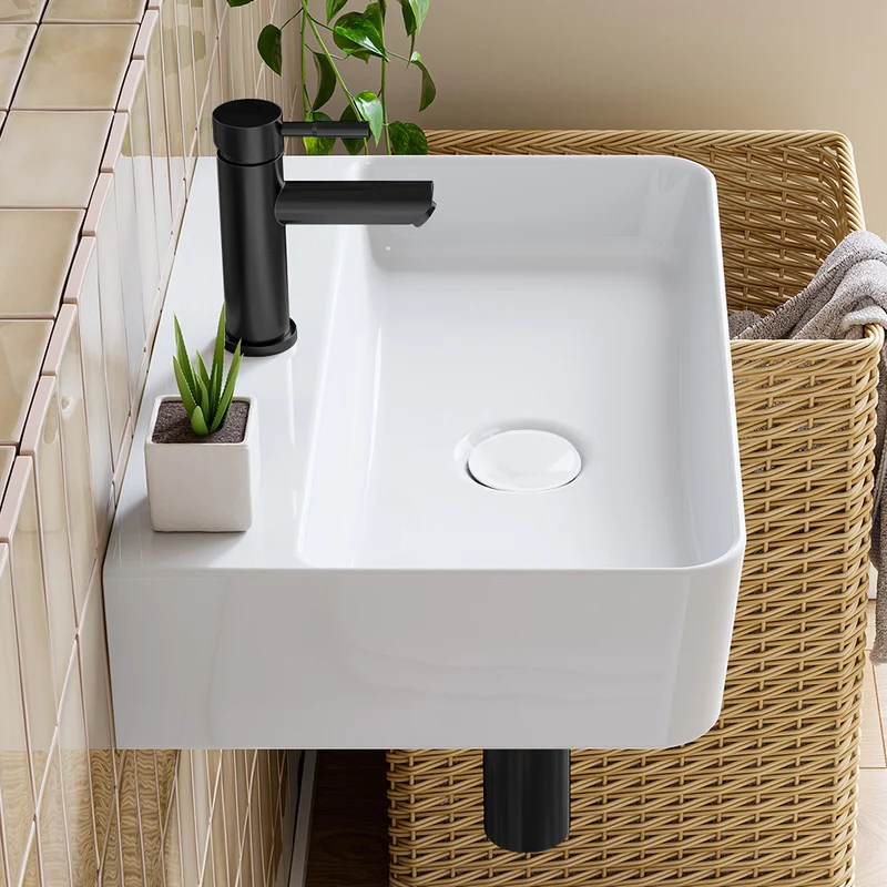 HOROW F08R-S4631W Rechteckiges Keramik Waschbecken 46×30 cm