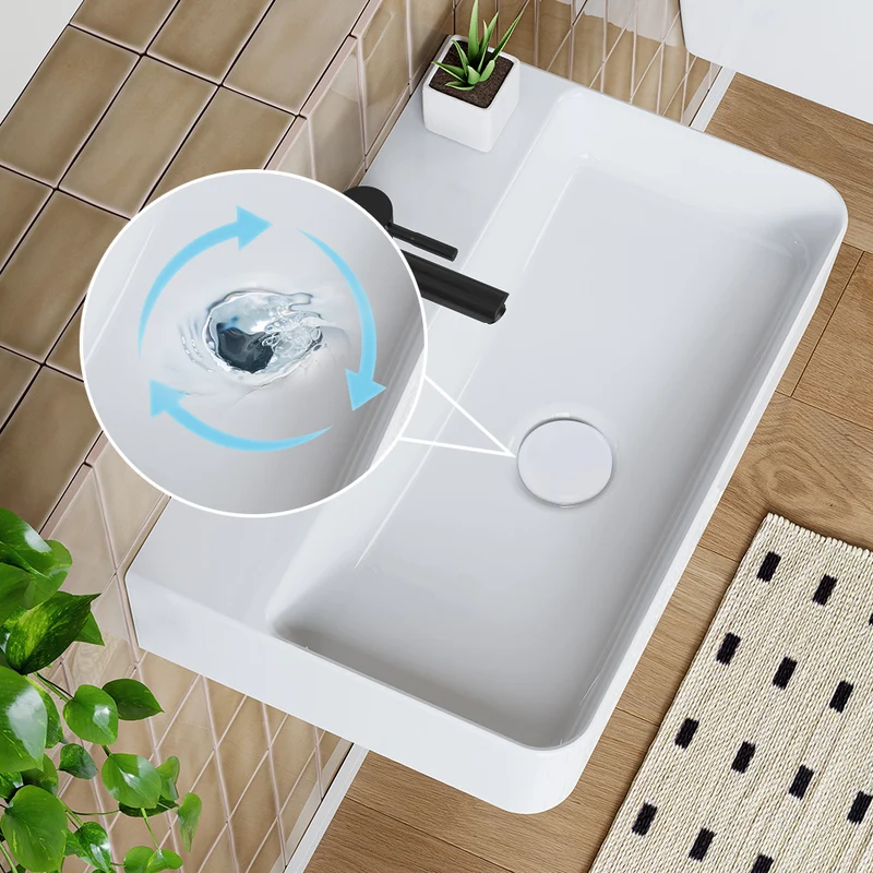 HOROW F08R-S4631W Rechteckiges Keramik Waschbecken 46×30 cm