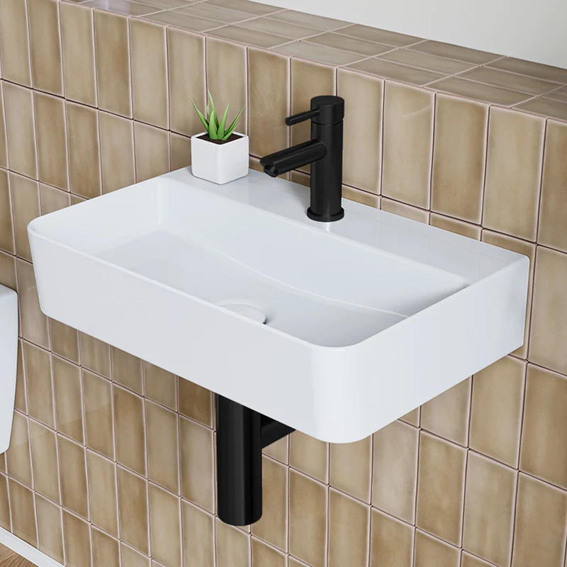 HOROW F08R-S4631W Rechteckiges Keramik Waschbecken 46×30 cm