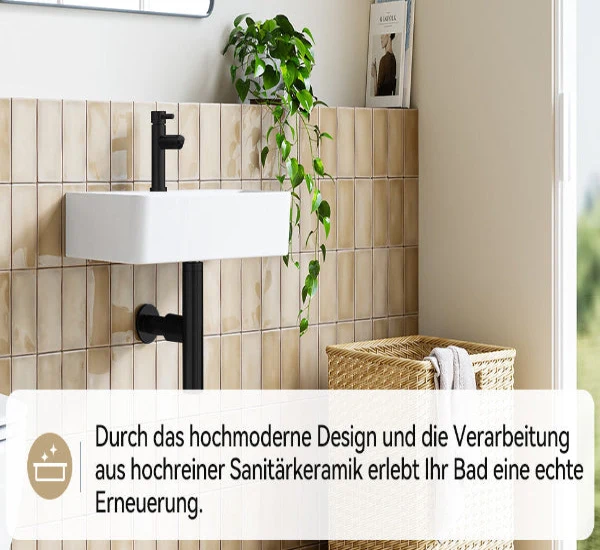 HOROW F08R-S4631W Rechteckiges Keramik Waschbecken 46×30 cm