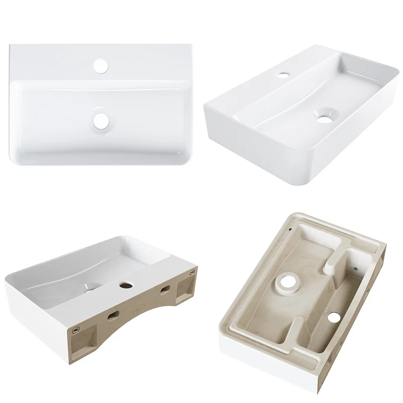 HOROW F08R-S4631W Rechteckiges Keramik Waschbecken 46×30 cm