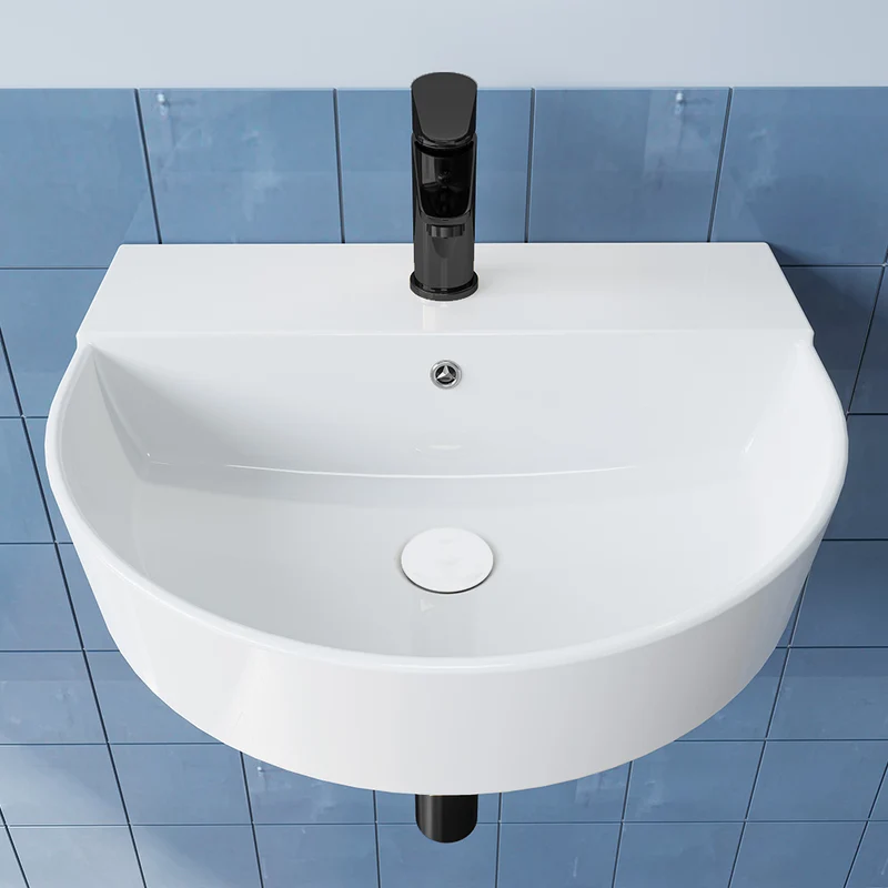 HOROW F08R-R5044W Keramik Waschbecken 50 cm Oval