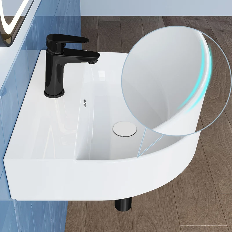 HOROW F08R-R5044W Keramik Waschbecken 50 cm Oval